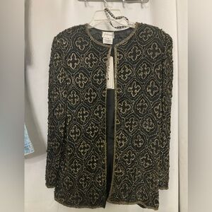 Women's STENAY VINTAGE Handmade Silk Beaded Tunic Jacket NWT